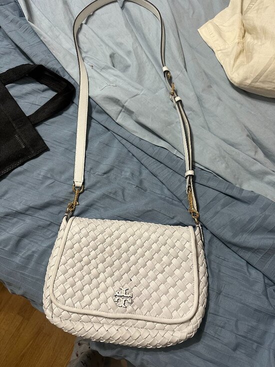 Tory Burch Handbags - Tory Burch  Thea Woven Leather Flap Crossbody- New